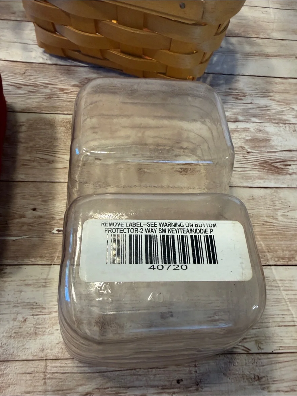 Longaberger Woven Tea Basket 10740 Red Liner and Clear Protector Insert